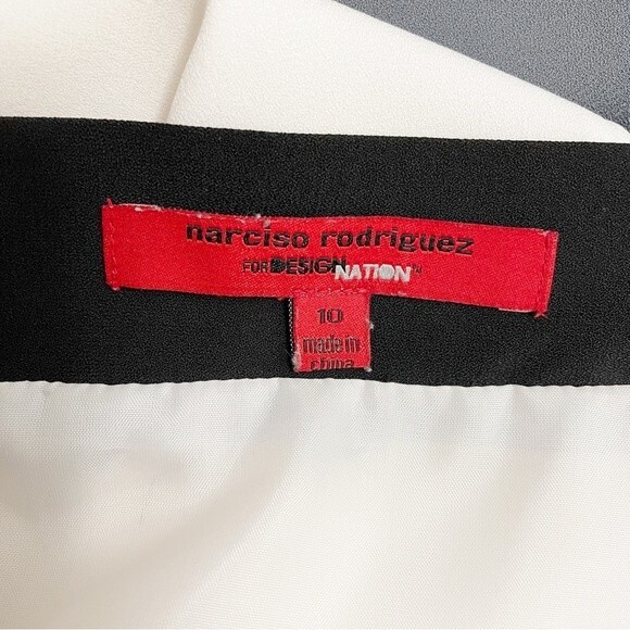 Narciso Rodriguez Colorblock Back Zip Pencil Skirt White Black Steel Size 10 - Picture 7 of 10